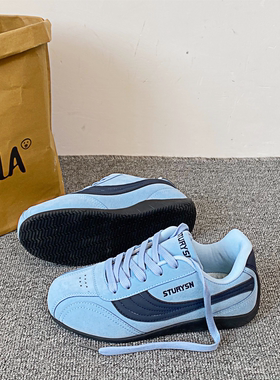 国潮原创赛车鞋经典蓝色德训鞋男2025秋季百搭原创运动休闲板鞋潮