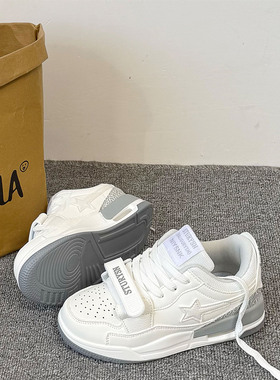 2025冬季新款魔术贴板鞋女ins潮情侣款气垫厚底小白鞋百搭休闲鞋