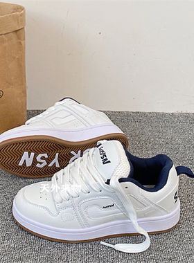 韩版学生百搭白深蓝面包鞋美式原创情侣运动休闲鞋ins爆款小白鞋