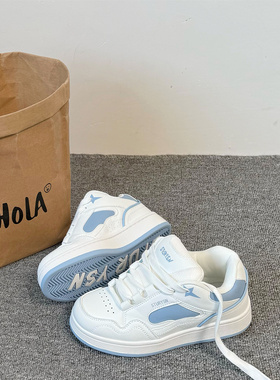 韩版原创白湖蓝厚底面包鞋情侣百搭小白鞋学生运动休闲鞋2025新款