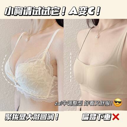 曲线新款性感蕾丝纯欲小胸聚拢不空杯内衣女上衣无钢圈舒适上托文