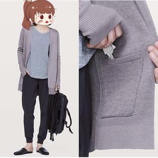 4133露露 山羊绒无扣厚实针织开衫 手扣防风 软糯毛衣外套中长款