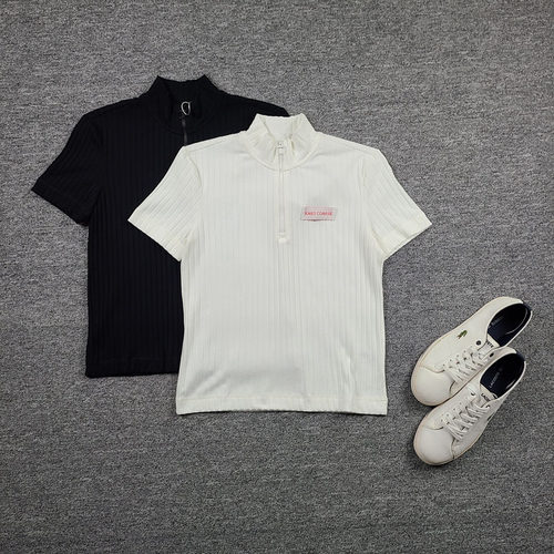 4574鱼 突尼斯产 小立领天鹅颈针织衫大弹力半拉链修身优雅套上衣