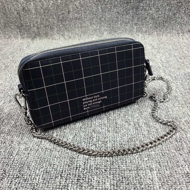 B321鱼 创始人语录！格纹斜跨小方包 链条钱包 可无线充电手拿包