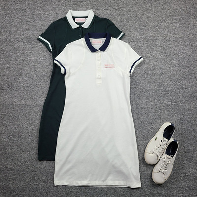 4609鱼 法产 超酷剪裁拼接四粒扣polo连衣裙 夏季短袖优雅短裙