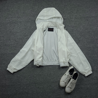 4190鱼 速干型双层透气风衣 连帽抽绳短款 户外防晒防蚊虫短风衣