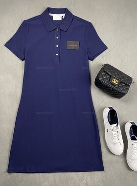 3070鱼 法产 经典POLO短袖连衣裙 贝壳扣小A型短袖裙通勤纯棉短裙