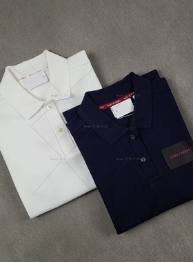 3649鱼 法产 稀有水溶蕾丝 两粒扣黑白色 夏新POLO短袖连衣裙短裙