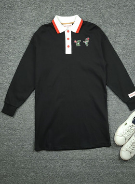 3998打网球的鱼 宽松版型撞色POLO刺绣连衣裙 棉质经典休闲连衣