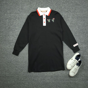 3998打网球的鱼 宽松版型撞色POLO刺绣连衣裙 棉质经典休闲连衣