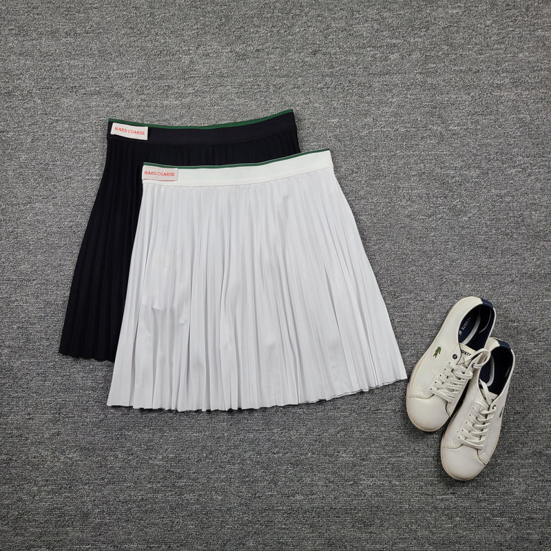 4244鱼 突尼斯产黑白两色运动裙 百褶半身裙松紧腰网球裙及膝短裙