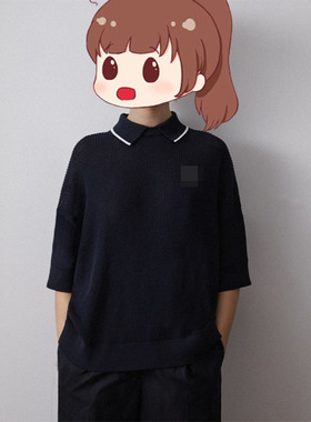 5387麦穗 宽松版型经典POLO衫 优雅撞色镂空针织套头翻领上衣