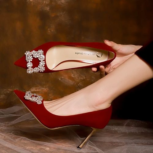 婚鞋秀禾不累脚中式高跟鞋新款女