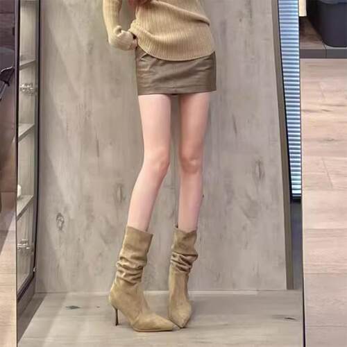 细跟尖头试试长靴女秋冬新款