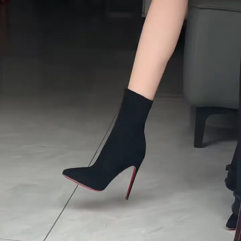 瘦瘦靴细跟尖头短靴2025秋冬新款