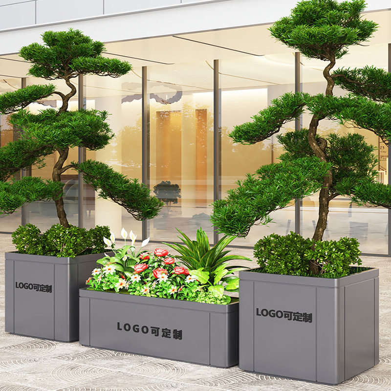 户外不锈钢铁艺花箱种植箱商业市政坐凳组合绿化庭院广场花槽隔断