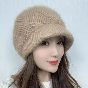女士新款帽子冬季针织帽檐戴法时尚冬天加厚韩版保暖百搭洋气爆款