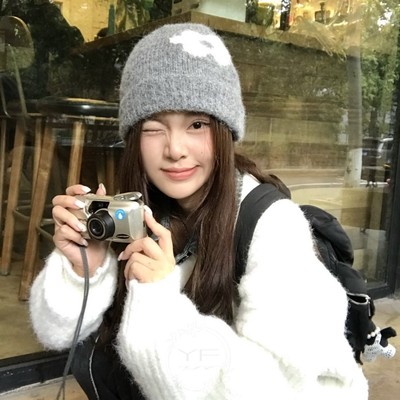 double i i 百搭针织毛线包头帽子女韩版花朵保暖护耳冷帽