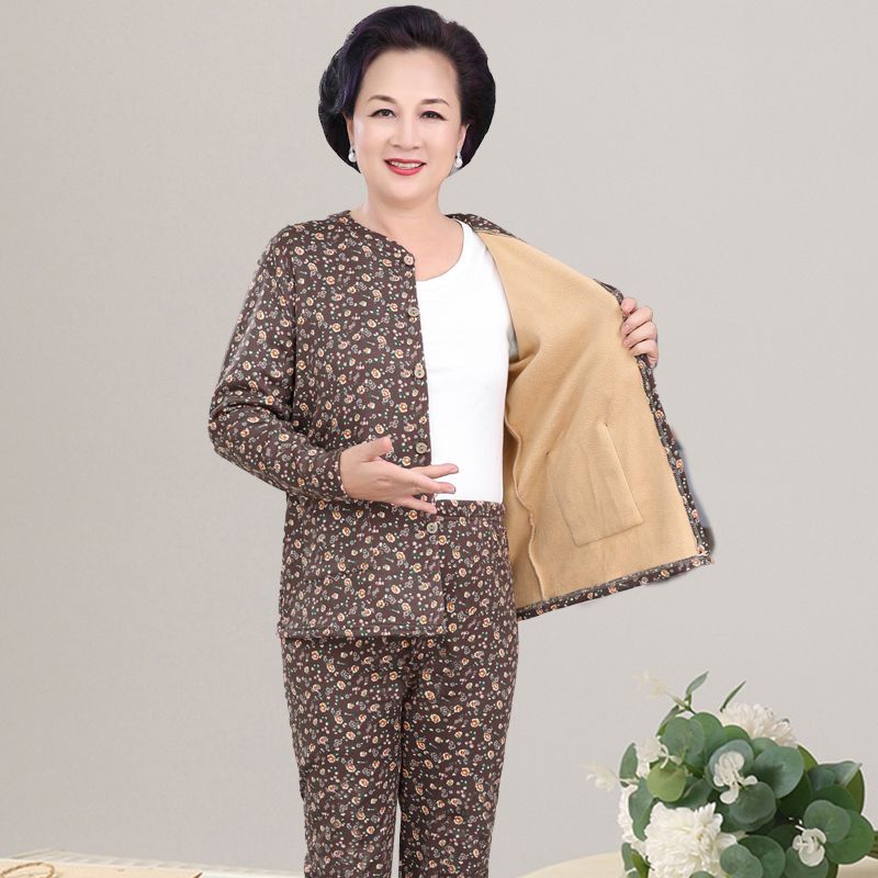 妈妈保暖加绒加厚开衫奶
