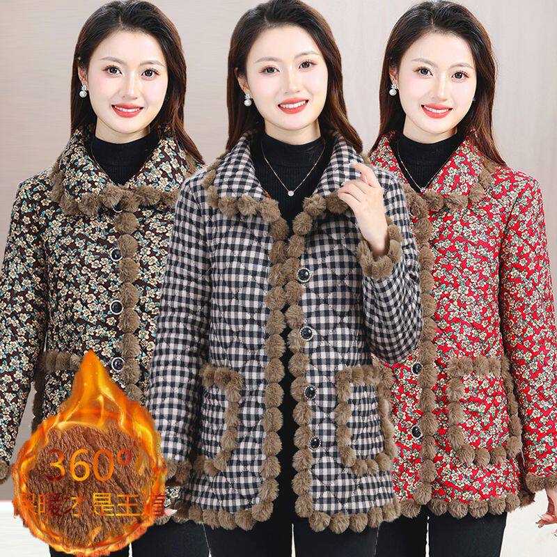 新款冬季妈妈洋气加绒棉