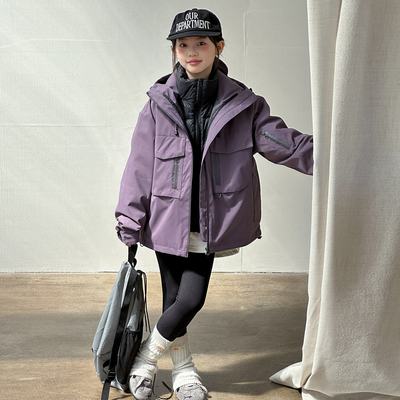 儿童冲锋衣三合一90白鸭绒内胆