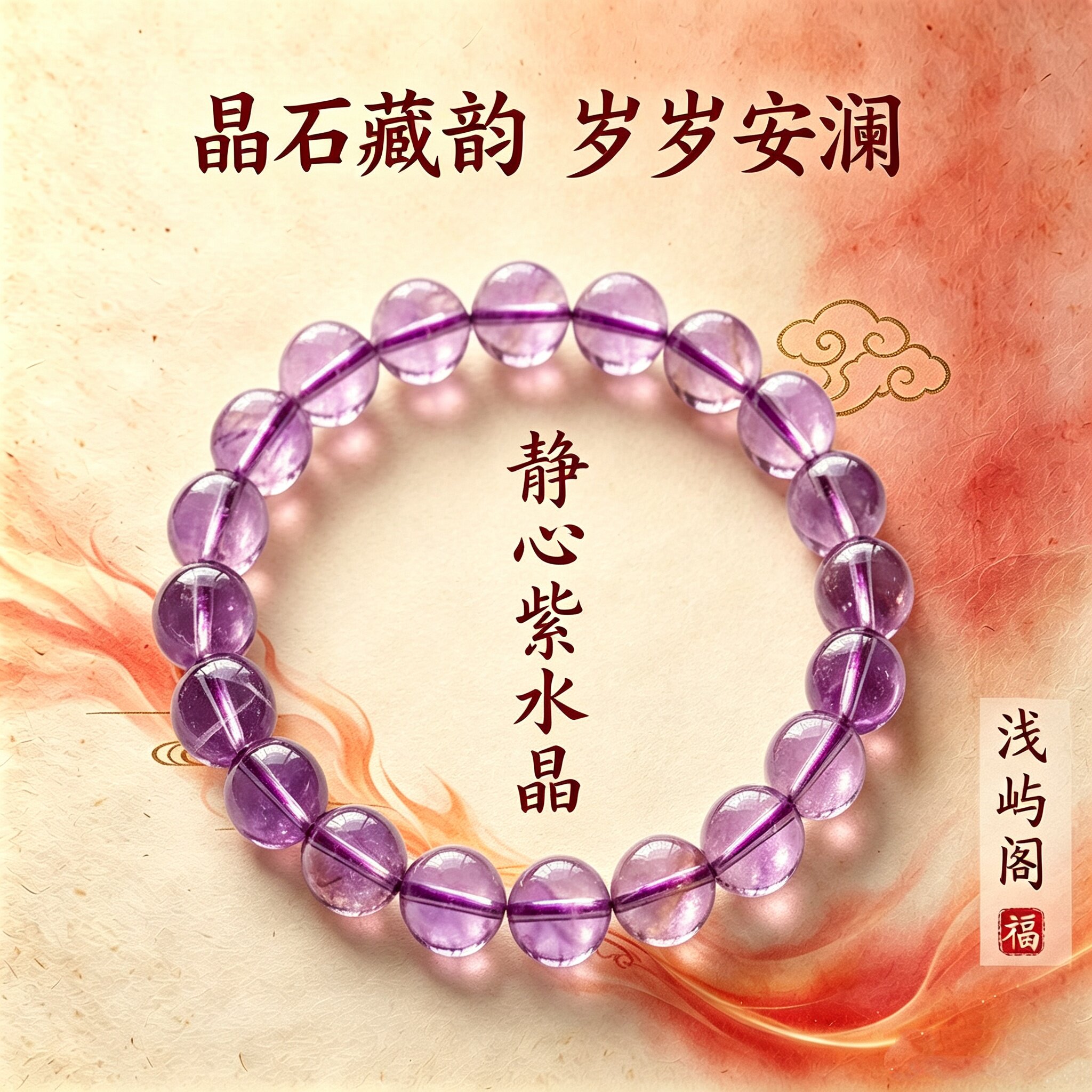 透体手链巴西散薰衣草手串紫水晶