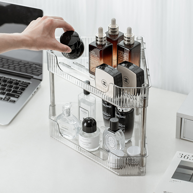 透明轻奢化妆品收纳盒桌面置物架口红护肤品梳妆台卫生间洗手台实