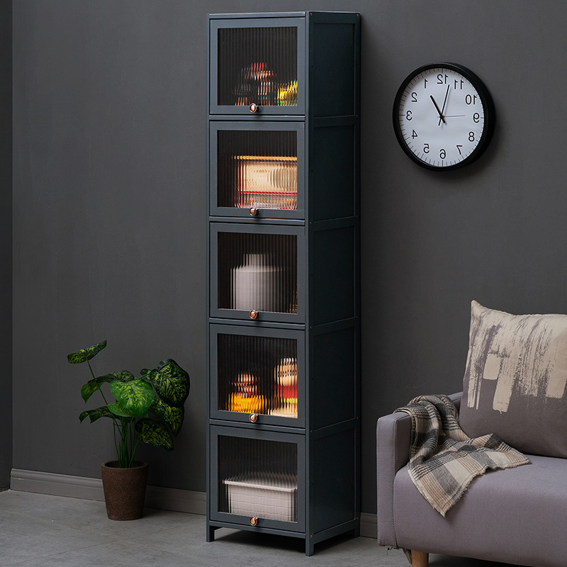 家庭收纳柜子储物柜置物柜多层带柜门卧室家用落地置物架书架书柜