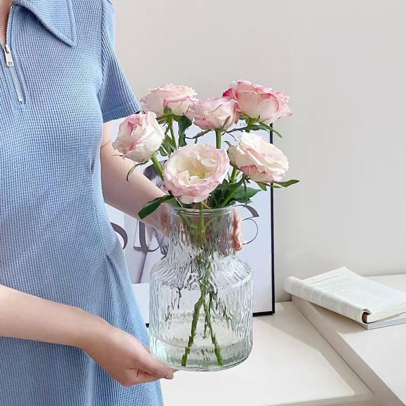 北欧现代简约玻璃花瓶客厅餐桌轻奢水养插花创意装饰摆件