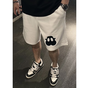 夏季 精灵刺绣百搭宽松短裤 男士 时尚 五分休闲短裤 小精灵刺绣