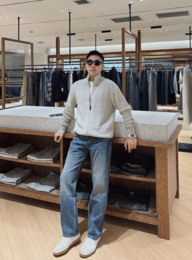 B*C毛衣开衫26雅痞新贵立领纹理极简老钱毛衣开衫外套轻奢上衣