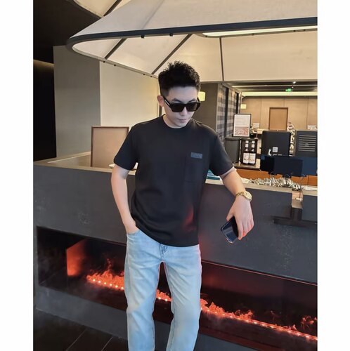 经典系列拼皮口袋26春夏莫代尔简约舒适百搭短袖男T恤高级感半袖