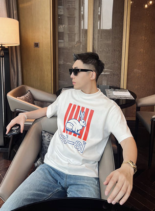 SiSi小兔25春夏舒适极简主义男女情侣短袖T恤休闲百搭半袖男士