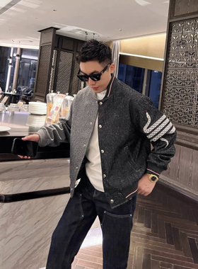 【蛇年限定】25早春蛇年织带撞色彩带内衬夹克外套男士短款棒球领