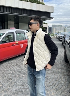 【菱格马甲】男装新国标90白鸭绒秋冬保暖情侣痞帅马甲刺绣上衣
