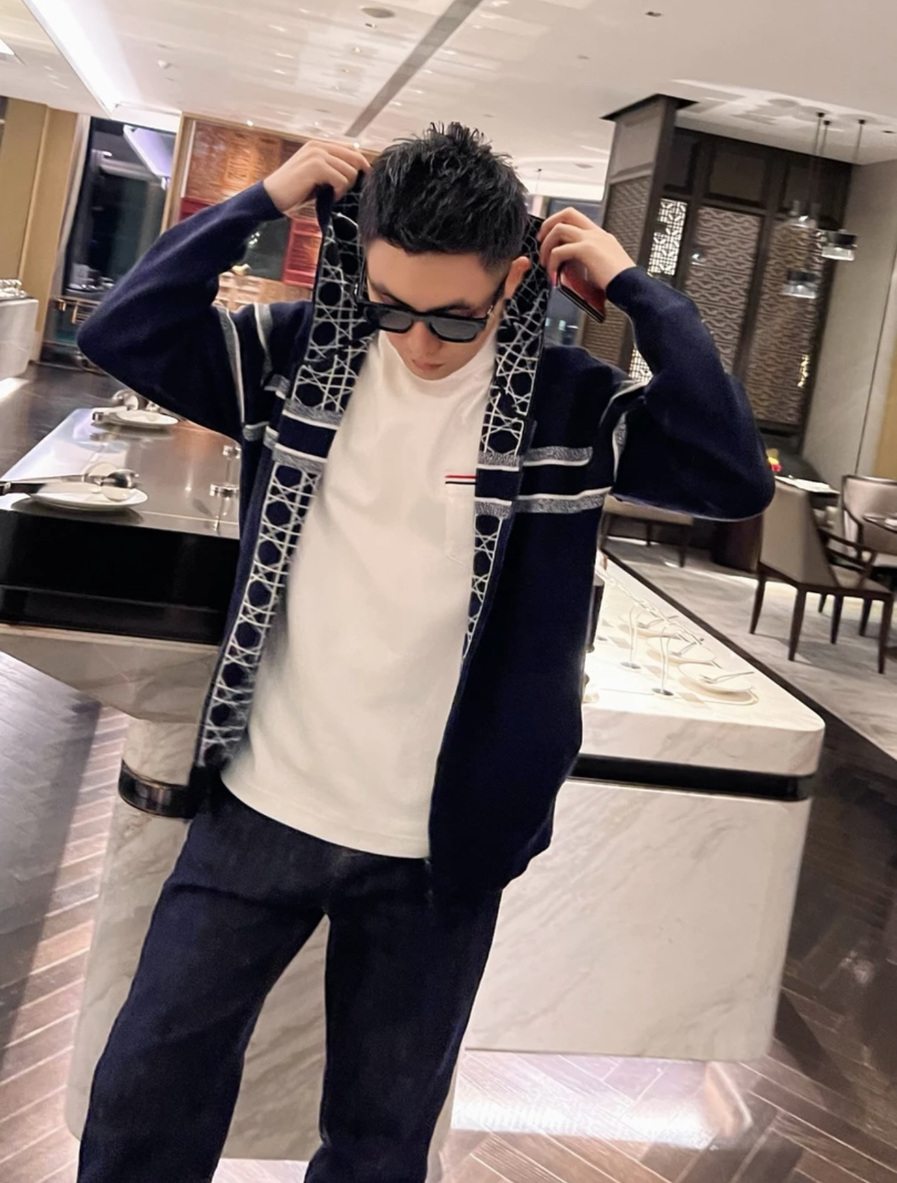 【双面穿格纹】新款两面穿羊毛混纺秋冬百搭连帽毛衣开衫保暖外套