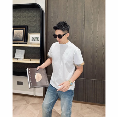 格纹双袖26春新款老钱极简液氨棉短袖T恤高级感男装衣服半袖8207