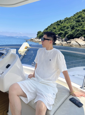 【亚麻套装】夏日老钱马标刺绣极简天丝亚麻贵气短裤套装WXWG376