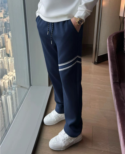 2025秋季新款男士斜纹织带刺绣液氨棉抗皱休闲直筒百搭长裤6757