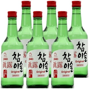 6瓶 真露韩国进口烧酒女士低度果酒多口味360ml