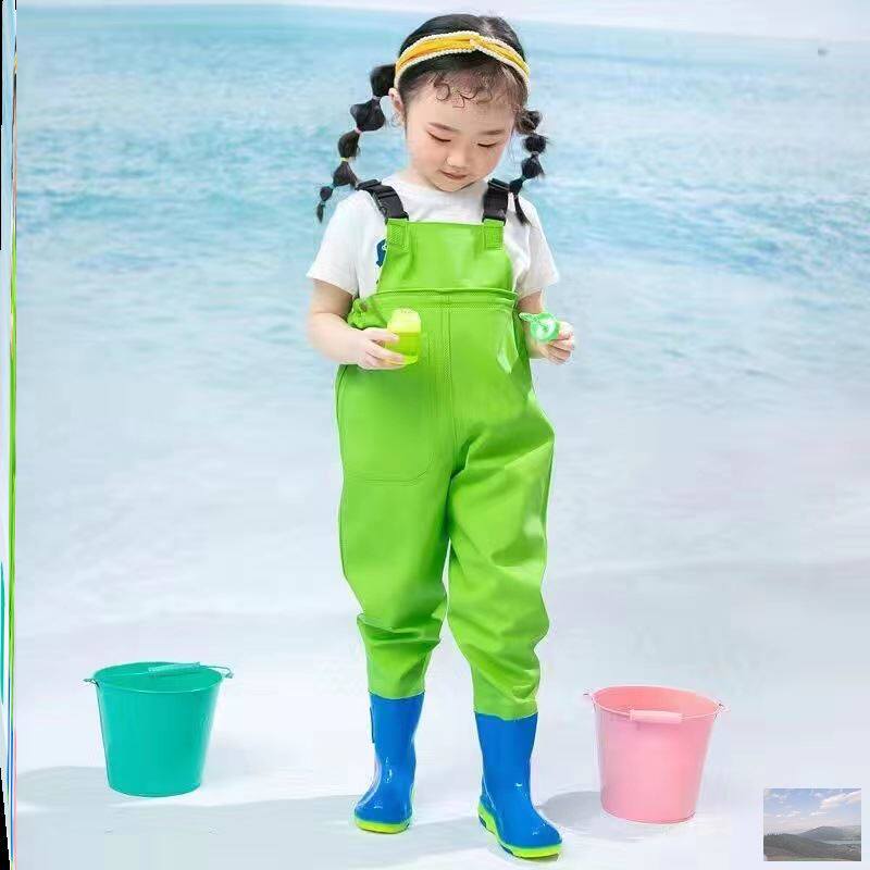 赶海装备儿童玩水服捉鱼连体水衣下水裤防水摸鱼裤幼儿园沙水专用