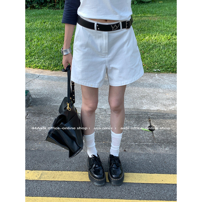 44AaSi 老钱调调 夏日气质百搭休闲简约A字100棉短裤