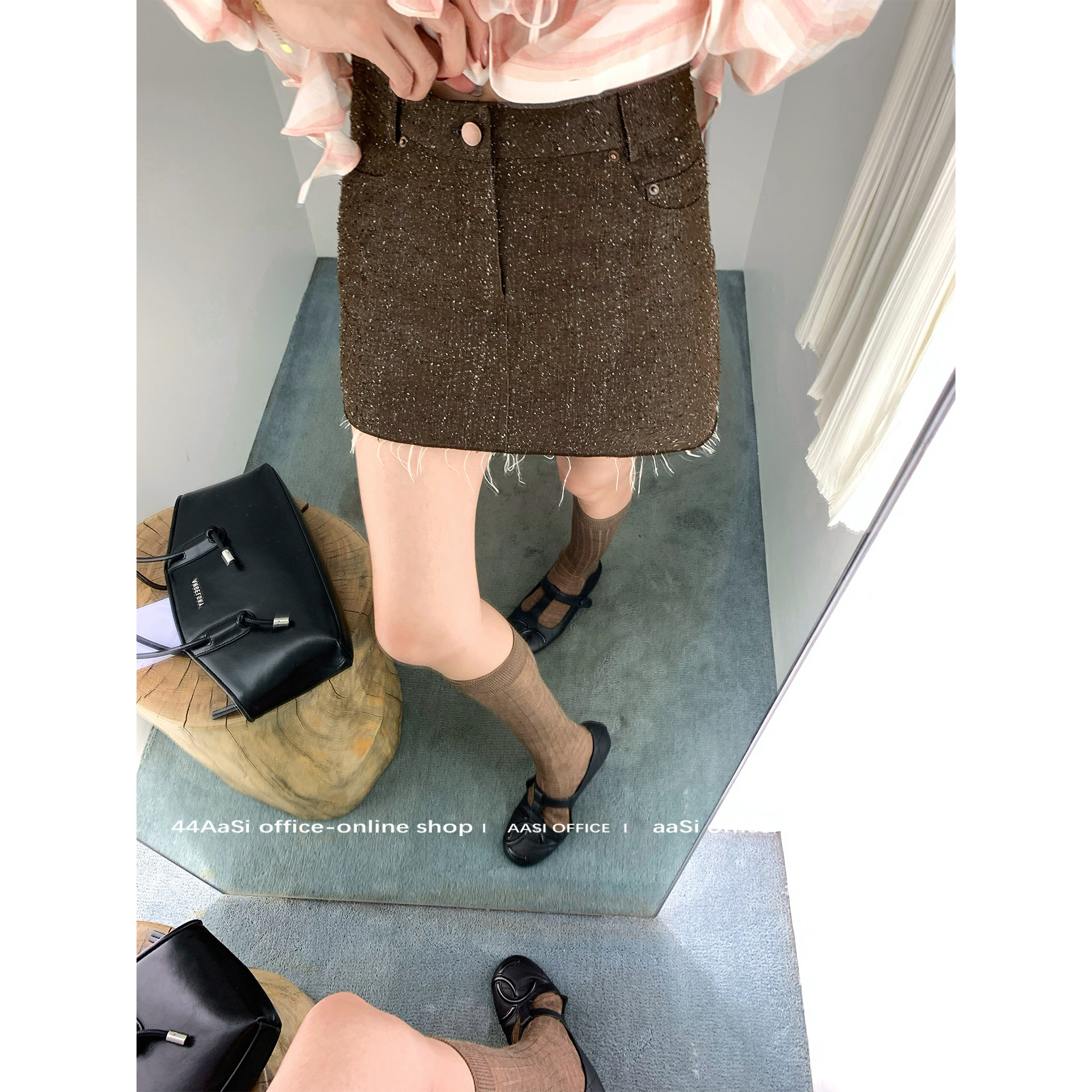 44AaSi  繁星闪烁 设计肌理感斑点流苏毛边显瘦半身A字摆短裙,女装/女士精品,半身裙,淘宝优惠券,粉丝福利购,淘宝优惠卷