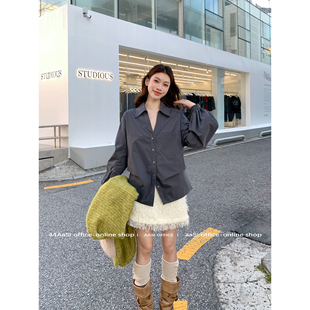 44AaSi 会凹造型的衬衫2.0秋冬全新升级版腰间捏褶设计感收腰衬衫