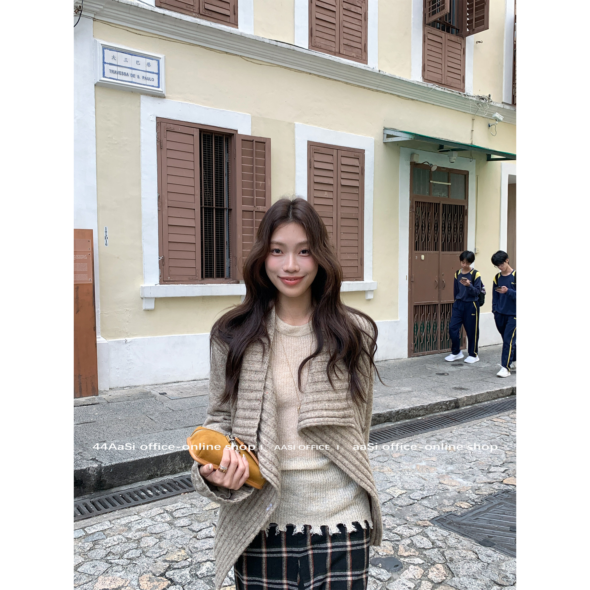 44AaSi 慕斯彩染 不规则翻领坑条开衫毛衣设计感外套秋冬上衣,女装/女士精品,毛衣,淘宝优惠券,粉丝福利购,淘宝优惠卷