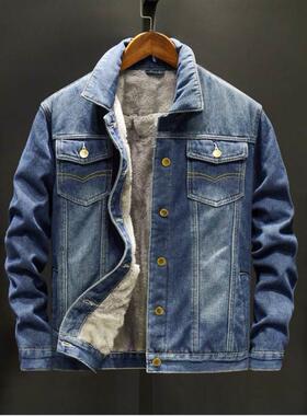 Men winter thicken denim jacket man warmth jeans coat 夹克男