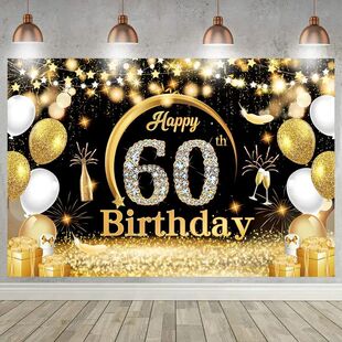 Happy 60th Birthday Backdrop Background Banner For Man Woman