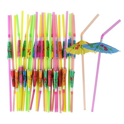 50PCS Hawaiian Party Umbrella Drink Straws Flamingo Juice Co