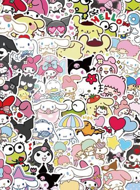 100pcs Mixed Cartoon Sanrio Stickers Cute Hello Kitty Cin