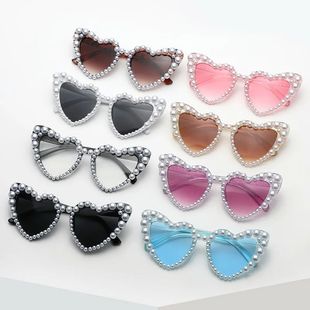 Retro Heart-Shaped Pearl Frame Sunglasses Uv400 Women Fashio